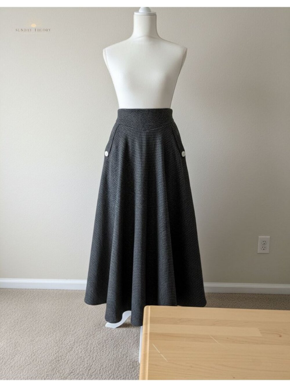 Women's High Waisted Wool Blend A-Line Maxi Skirt Plaid Pleated Fall Winter